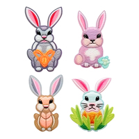 Patch Lapin de Pâques Broderie 3D Badge Animal Mignon Appliqué en Feutre Thermocollant pour Vêtements d'Enfants Chapeaux Sacs Bricolage Cadeau Artisanat