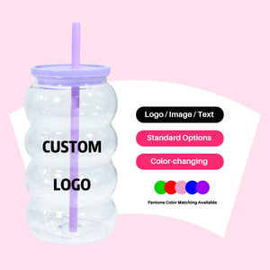 Vaso de Plástico Acrílico Transparente de 16oz con Logotipo Personalizado, Tipo Libby, con Tapa Colorida y Pajita para Beber Directamente, Reutilizable - Product Image 4