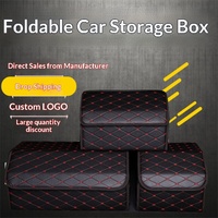 Boîte de rangement pliable pour siège de voiture et coffre en cuir PU multicolore