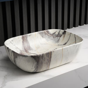 Lavabo de baño de diseño moderno europeo, precio competitivo, baño de cerámica para hoteles y villas, Mostrador de estilo mármol - Product Image 6