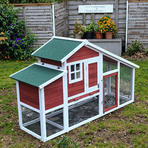 SDC032 pour poulailler en bois de luxe moderne et durable avec toit imperméable, grand enclos, rampe et motif imprimé - Product Image 1