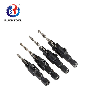 4pcs HSS 1/4 mango redondo de carpintería con cabeza avellanada tornillo taladro para trabajar la madera perforado se <span class=keywords><strong>abre</strong></span> - Product Image 3