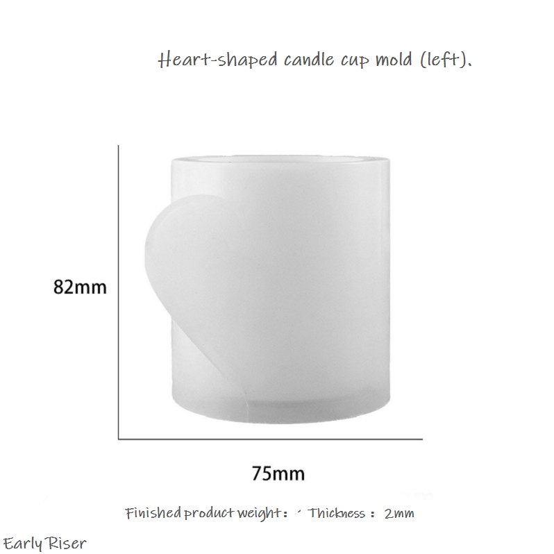 Molde de taza de vela en forma de corazón (izquierda).
