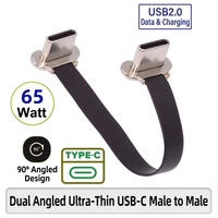 Cable de Datos de Carga Rápida, Cable USB Tipo C Plano y Flexible con Ángulo Recto de 90 Grados para Teléfonos Móviles y Bancos de Energía