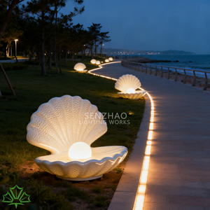 Senzhao Outdoor Waterproof LED Seashell Landscape <b>Light</b> Large Decorative <b>Shell</b> Lamp for Seaside Park Beach Pathway Villa Garden - Product Image 1