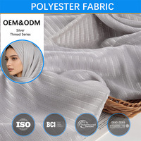 Tissu en satin de polyester jacquard à rayures argentées B8, non conducteur, pour abaya, khimar et vêtements modestes