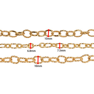 Chaîne à maillons ovales torsadés |   Chaîne en acier inoxydable plaqué or 18K PVD texturée pour la fabrication de bijoux DIY - Product Image 2