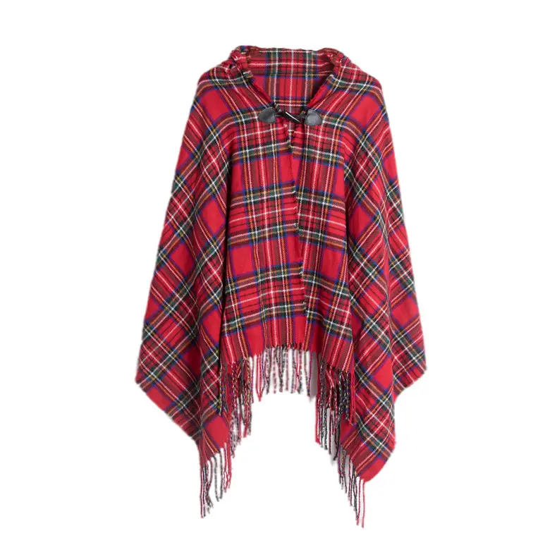 Venta al por mayor invierno cálido geométrico Ponchos Cachemira bufandas mujeres chales y chales Pashmina capas gruesas manta bufanda