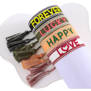 <span class=keywords><strong>Bracelet</strong></span> tendance en tissu coloré brodé en 3D avec breloque <span class=keywords><strong>PARIS</strong></span> pour fans d'événements sportifs - Product Image 2