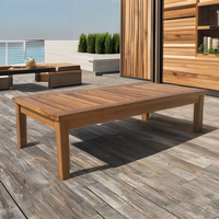 Table de jardin en teck moderne, mobilier d'extérieur durable, résistant aux UV, design minimaliste, fabrication OEM ODM, livraison directe d'usine