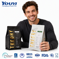 YOUYI OEM Personnalisé Sac d'emballage en plastique kraft écologique à huit soudures latérales, motif café couleur intégrale, haute qualité pour le stockage des grains de café et l'utilisation alimentaire