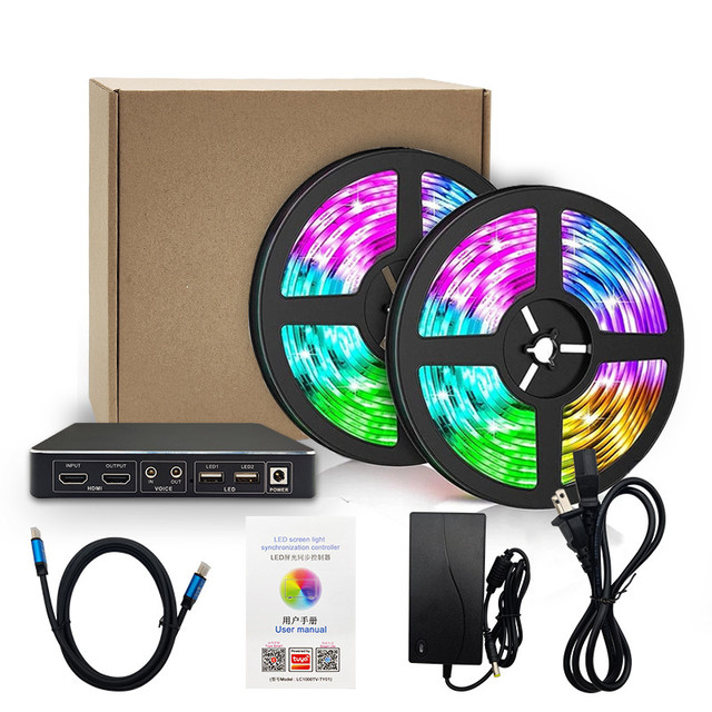 Tcwin Sync Box Smart Ambient Led Strip TV Backlight Magic Color Rgbic TUYA WIFI Control Home Decoration 30leds 60leds Ip20 Ip65