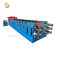Machine de formage à froid à trois couches pour tuiles de toiture en acier coloré PPGI/GI, 3 profils, vente chaude