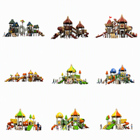 Structure de jeu commerciale de style château-tour pour jardin d'enfants, ensemble de jeux d'extérieur en plastique durable pour enfants