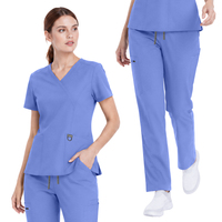 Ensemble de blouses médicales OEM pour femmes, col en V, extensible, uniforme d'infirmière, tenue de travail pour hôpital et soins de santé, uniforme extensible