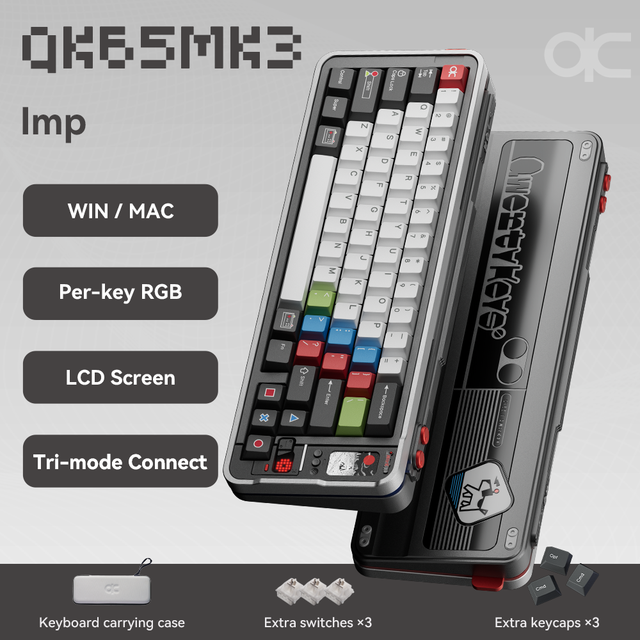 QK65MK3 Three-Mode Mechanical Keyboard 65% Metal Wireless 2.4G for Gaming Customizable Desktop Keyboards CE/FCC Certified 2-Year