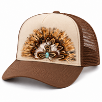 Accessoire de chapeau en plumes naturelles pour casquettes de camionneur, patch en plumes de cowboy western, décoration en éventail, vente en gros