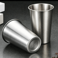 FLEY En gros Chope à bière empilable en acier inoxydable 304, Tasse à boisson froide durable en métal pour jus, pour hôtels, cafés et usage commercial