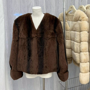 <span class=keywords><strong>Abrigo</strong></span> <span class=keywords><strong>de</strong></span> <span class=keywords><strong>piel</strong></span> <span class=keywords><strong>de</strong></span> conejo retro <span class=keywords><strong>de</strong></span> <span class=keywords><strong>nutria</strong></span> para mujer en invierno estilo corto y adelgazante <span class=keywords><strong>piel</strong></span> real gruesa y cálida - Product Image 2