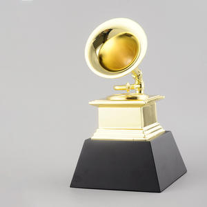 Trophées Grammy 22 cm, récompenses en métal de haute qualité, alliage de zinc doré, <span class=keywords><strong>trompette</strong></span> musicale, souvenirs, trophée Grammy personnalisé - Product Image 2