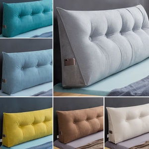 Coussin de tête de lit triangulaire simple de couleur unie avec grand dossier, rembourrage doux, lavable, double tatami/baie vitrée - Product Image 1