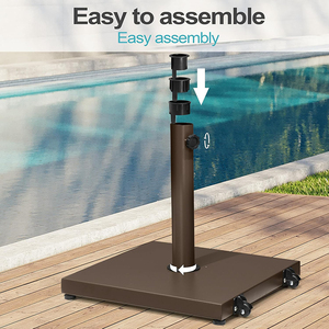 Support de parasol JH-Mech pour extérieur, multi-usages, facile à déplacer, avec roues, capacité de 43 lb, base carrée robuste pour parasol de patio - Product Image 2