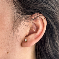 Anting trendi anting-anting kancing berlapis emas 18K zirkonia cantik untuk wanita anting-anting baja tahan karat grosir 2/3/4mm