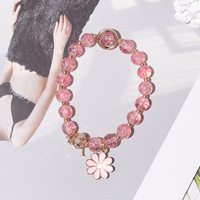 Nouveaux bracelets en cristal de verre à la mode, fleurs colorées pour le bricolage, style simple pour les étudiantes, filles, joli bracelet chaîne de bijoux