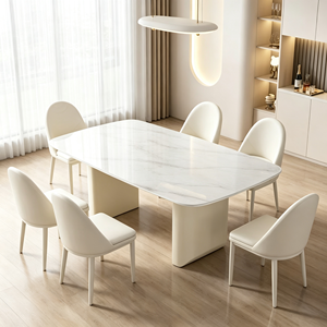 Mesa de Comedor Rectangular Moderna de Mármol para 6 Personas, Diseño Minimalista, Muebles para el Hogar - Product Image 1