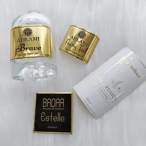 Accept Custom Printed Recyclable Metal Stickers High Quality Perfume Wine Bottles Embossed Aluminium Labels