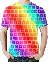 Kaos Cetak Sesuai Permintaan Keyboard Pelangi 3D Printing Grosir 2024 Gaya Terbaru Kaos Pria Custom Sublimasi Digital