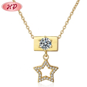 Accessori da donna <span class=keywords><strong>collana</strong></span> 24k a catena lunga in <span class=keywords><strong>oro</strong></span> semplice da <span class=keywords><strong>24</strong></span> <span class=keywords><strong>carati</strong></span> con disegni pendenti a forma di stella - Product Image 2