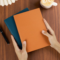 Carnet de notes A5 pour bureau et entreprise, imprimé motif grain de litchi, avec couverture en cuir PU souple, pages lignées, logo personnalisable