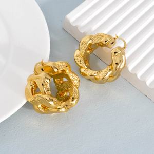 Nouveauté 2021 : Parures de bijoux en laiton plaqué or 14 carats pour femme – Boucles d'oreilles, pendentif et collier de style grand format, idéales pour fiançailles, mariages et fêtes – Tendance - Product Image 3