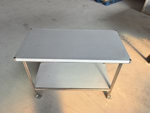 VICTORY KITCHEN 201 0.8mm Stainless Steel Movable 2-layer Condiment Bar 300KG Capacity Model for Kitchen <b>Work</b> <b>Table</b> with Wheels - Product Image 4