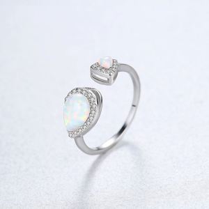 Fashion Luxury Fine Jewelry S925 Sterling Silver Diamond Open <b>Ring</b> <b>Opal</b> Double Waterdrop <b>Rings</b> for Engagement - Product Image 2