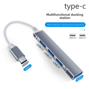 Station d'accueil Type C <span class=keywords><strong>4</strong></span> en 1 de haute qualité avec USB 2.0 + USB 3.0 et hub USB <span class=keywords><strong>4</strong></span> ports, câble de 30 cm pour ordinateur portable - Product Image 5