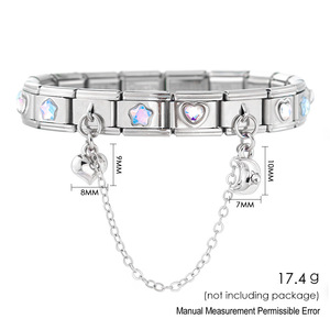 Stainless Steel Modular Bracelet Set Star Heart Crystal Charms DIY Jewelry Unisex Everyday Wear - Product Image 5