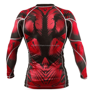 Diseños OEM Impresión digital Poliéster/Nylon Color personalizado Logo Hombres Manga larga Camuflaje Jiu Jitsu brasileño Rash Guards para hombres - Product Image 4