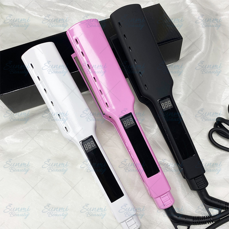 Частная этикетка ЖК-дисплей высокая температура керамика плоский титановый Утюг с украшениями в виде кристаллов алмаза Розовый Выпрямитель для волос онлайн