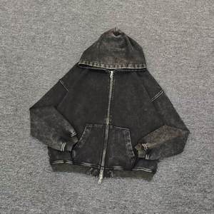 <span class=keywords><strong>Felpa</strong></span> con Cappuccio <span class=keywords><strong>Vintage</strong></span> <span class=keywords><strong>Nera</strong></span> Effetto Acid Wash per Uomo, 100% Cotone, con Zip, Giacche in Denim con Cappuccio all'Ingrosso - Product Image 1