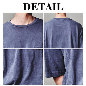 เสื้อยืดคอกลมแขนสั้นทรงวินเทจสำหรับผู้ชาย ผ้าฝ้าย 100% ทรงปกติ ระบายอากาศได้ดี เป็นมิตรกับสิ่งแวดล้อม ทรงไหล่ตก มีกระเป๋า - Product Image 6