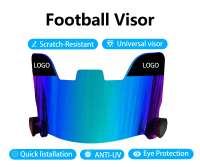 Visière de football double usage pour jeunes, noire, protection oculaire pour casques de football américain, en ABS et PC, ajustement universel