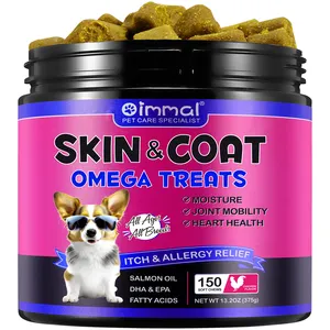 Oimmal Skin Coat Omega Treats For Dogs Shedding And Skin Allergy Itch Relief Hot Spots Treatment 150 Soft Chews