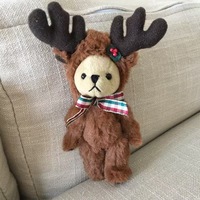 Llavero de Peluche Suave de Oso Navideño Festivo con Vestido Rojo, Regalo Empresarial