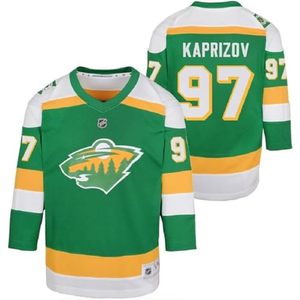 FOXA Kirill Kaprizov 97 Minnesota Wild Youth Boys Replica Jersey Col en V Équipement de hockey sur glace anti-humidité - Product Image 1