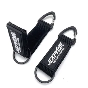 YYX Game Black Embroidery Fabric Lettered RUBBER Patch Wristlet Lanyard Tactical Keychain With Hook And Loop