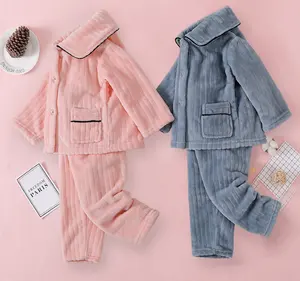 Autumn and winter new children's flannel pajamas set home clothes thickened warm children's pajamas