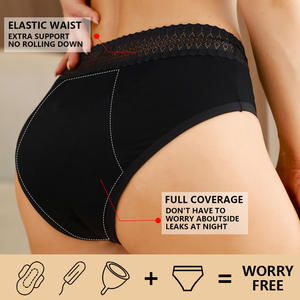 Ropa interior a prueba <span class=keywords><strong>de</strong></span> fugas <span class=keywords><strong>de</strong></span> 4 capas Sexy <span class=keywords><strong>de</strong></span> encaje <span class=keywords><strong>de</strong></span> elastano alto <span class=keywords><strong>de</strong></span> algodón, ropa Menstrual <span class=keywords><strong>de</strong></span> cuatro capas para mujer, bragas - Product Image 2