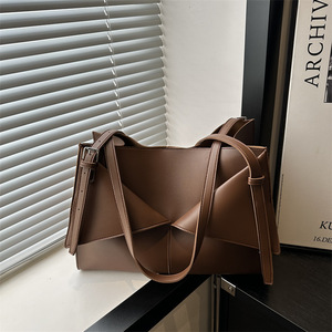 Nova Bolsa Tote de Couro PU de Grande Capacidade, Cor Sólida, Bolsas Casuais de Ombro, Estilo Vintage, Bolsa de Mão para Uso Feminino - Product Image 2
